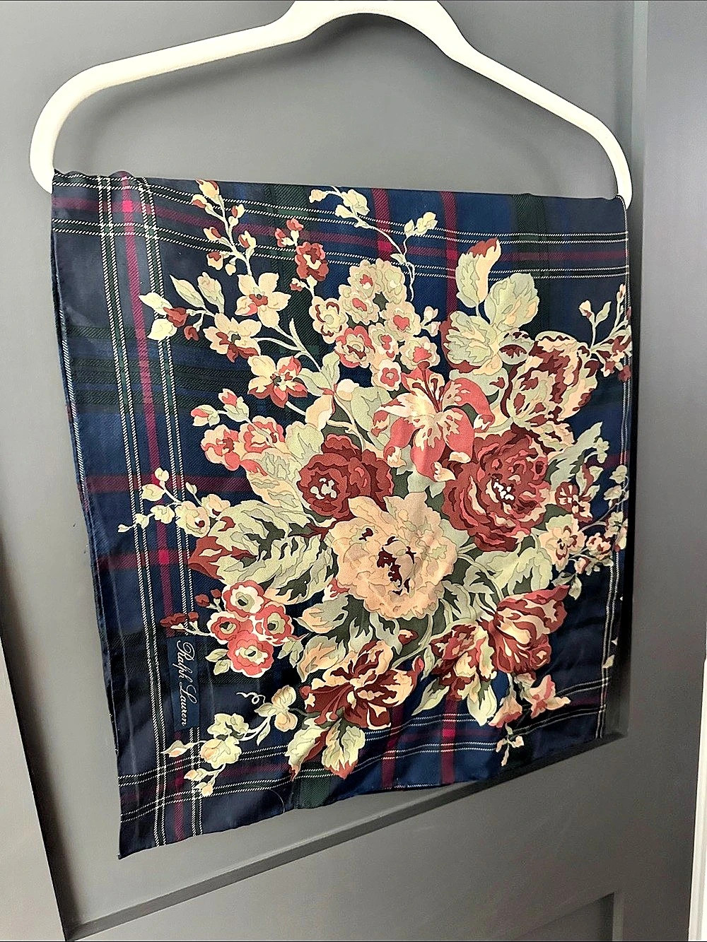 Ralph Lauren Floral and Plaid Scarf